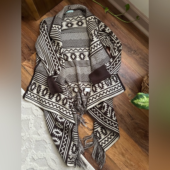 Maurices Sweaters - Maurices Brown and Cream Knit Cardigan